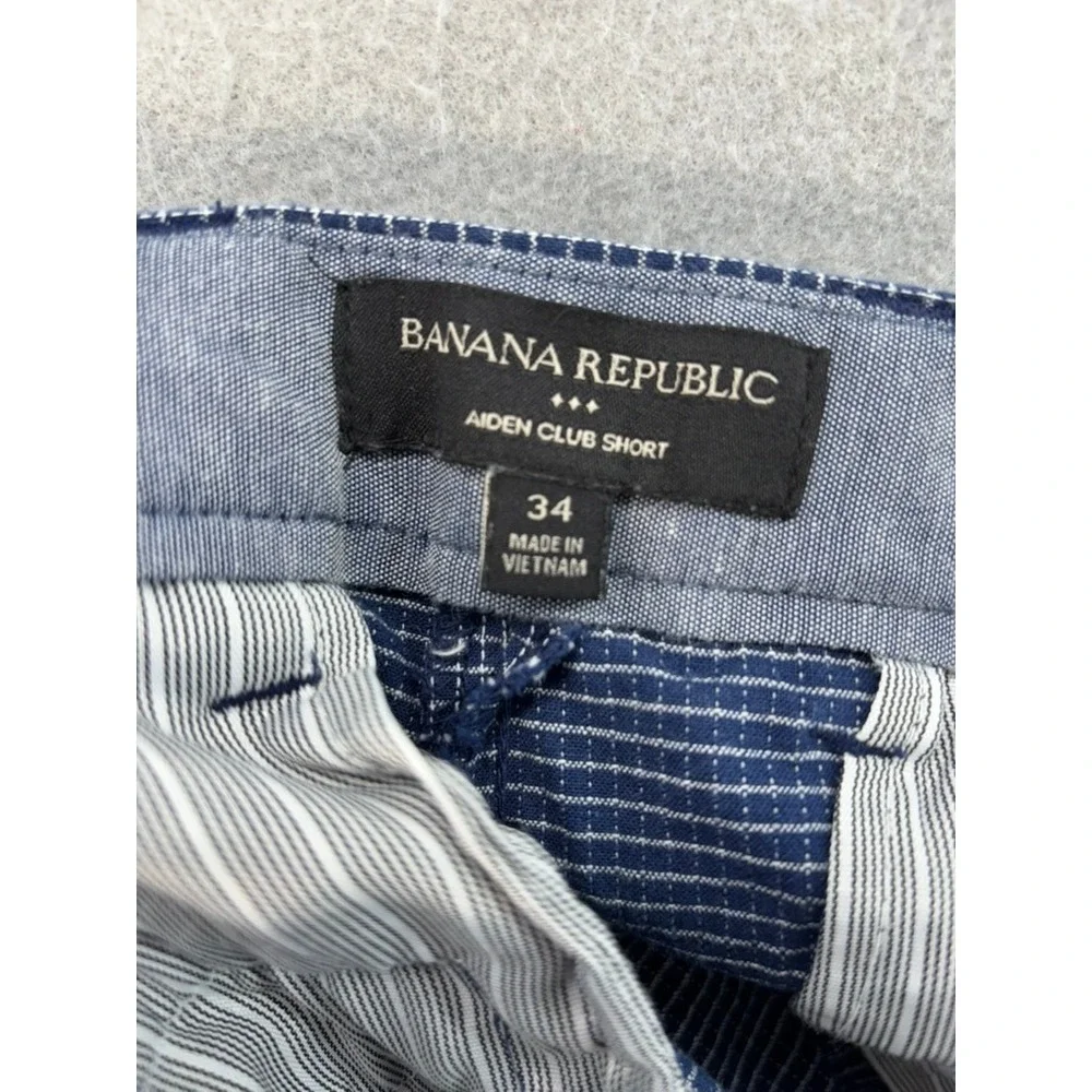 Banana Republic Shorts‎ Mens Sz 34W Aiden Club Blue Micro Grid Stretch 8 in